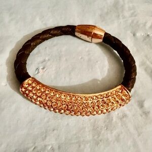 Nordstrom Rose Gold Leather magnetic Lock Bracelet